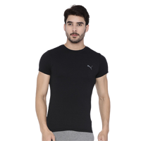 Puma Men Black Solid Round Neck T-shirt  