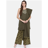 all about you Women Olive Green Kurti wi 