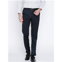 Arrow Men Navy Blue Solid Tapered Fit Fo 