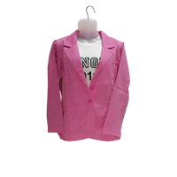 Pink Printed Fitted Blazer               