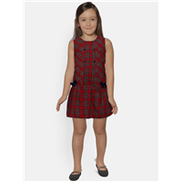 Bonjour Bebe Girls Red Checked Drop-Wais 