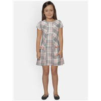 Chloe Louise Girls Pink  Grey Checked Dr 