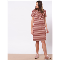 ether Women Maroon Striped T-shirt Dress 