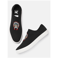 Kook N Keech Men Black Slip-On Sneakers  