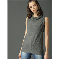 Roadster Women Grey Self Design Sweater  