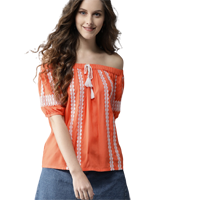 HERE&NOW Women Embroidered Bardot Top    