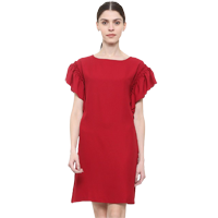Allen Solly Woman Red Solid A-Line Dress 
