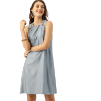 House of Pataudi Women Grey Solid A-Line 