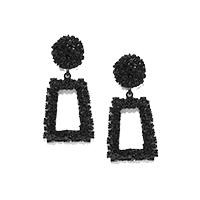 DressBerry Black Geometric Drop Earrings 