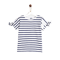 YK Girls Striped Pure Cotton Extended Sl 