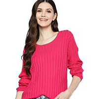 Mast & Harbour Women Ribbed Knitted Pull 