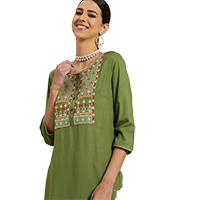 all about you Women Yoke Embroidered Str 