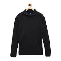 YK Girls Black Solid Pullover Sweater    