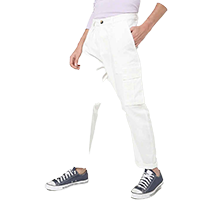 Off White Cargo Chino Joggers With Pleat 