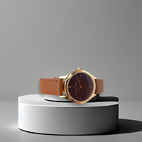 Swiss Time Leather Strip Golden Dial Ana 