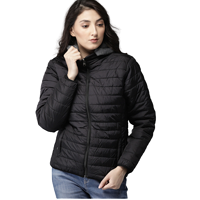 HERE&NOW Women Black Solid Padded Jacket 