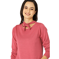 DressBerry Women Pink Solid Acrylic Pull 