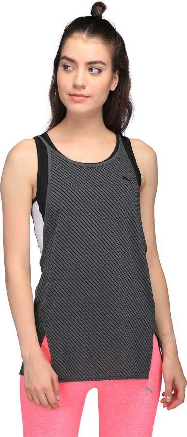 Puma Casual Sleeveless Solid Women Black Top