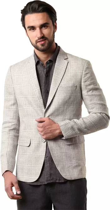 True Blue  Checkered Bandhgala Casual Men Full Sleeve Blazer 