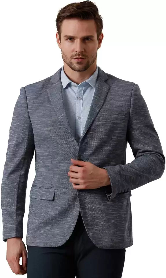 True Blue  Self Design Single Breasted Casual Men Full Sleeve Blazer