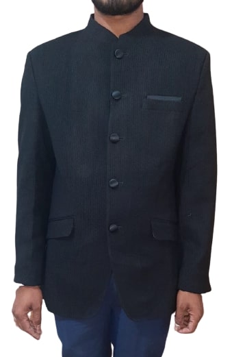 True Blue  Self Design Bandhgala Casual Men Full Sleeve Blazer