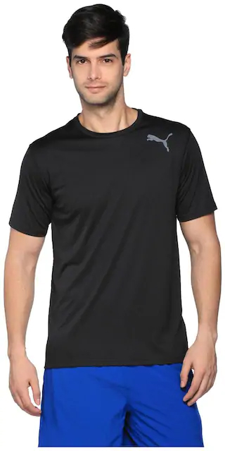 Puma Men Black Regular fit Polyester Round neck T-Shirt