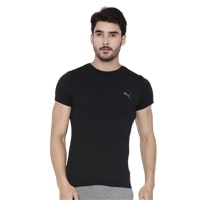 Puma Men Black Solid Round Neck T-shirt