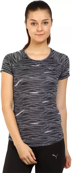 Puma  Printed Women Round Neck Black T-Shirt