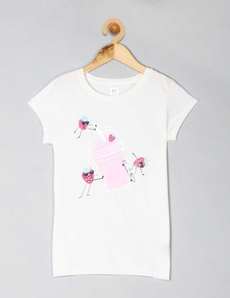 GAP  Girls Printed Cotton Blend T Shirt  