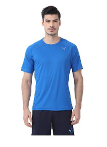 Puma Men Blue Slim fit Polyester Round neck T-Shirt