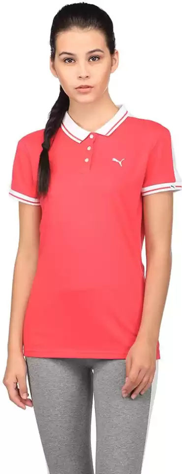 Puma  Color Block Women Polo Neck Pink T-Shirt