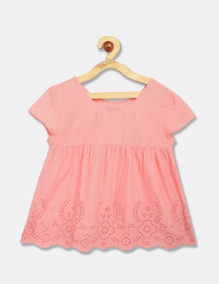 GAP Girls Casual Cotton Blend Woven Top  Pink