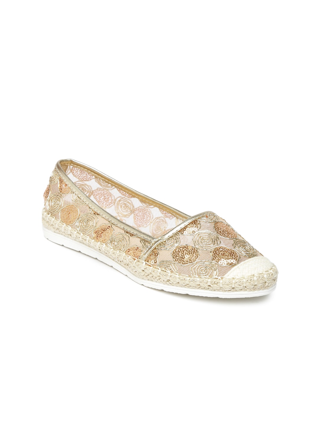 Addons Women Gold-Toned Embellished Espadrilles