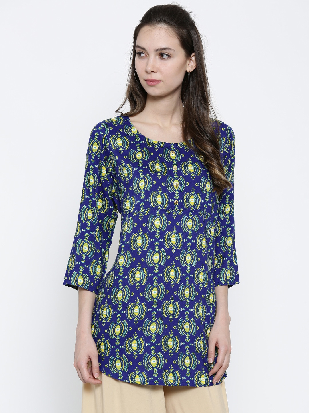 AKKRITI BY PANTALOONS Blue Printed Tunic