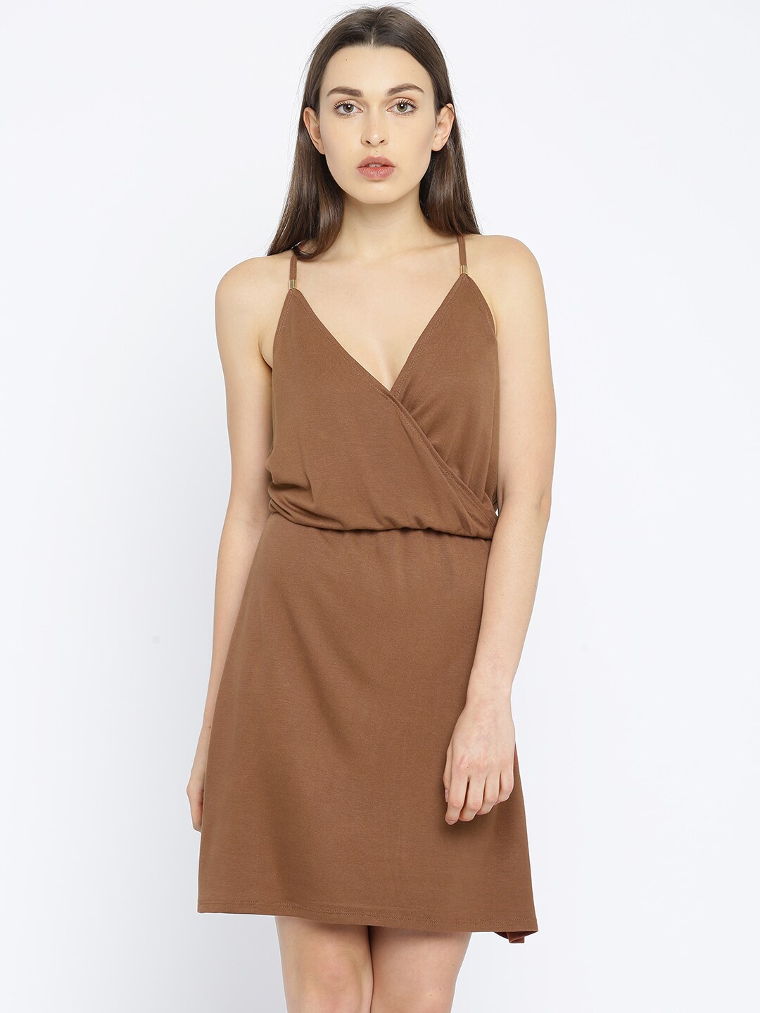 ALCOTT Women Brown Solid Fit  Flare Dress