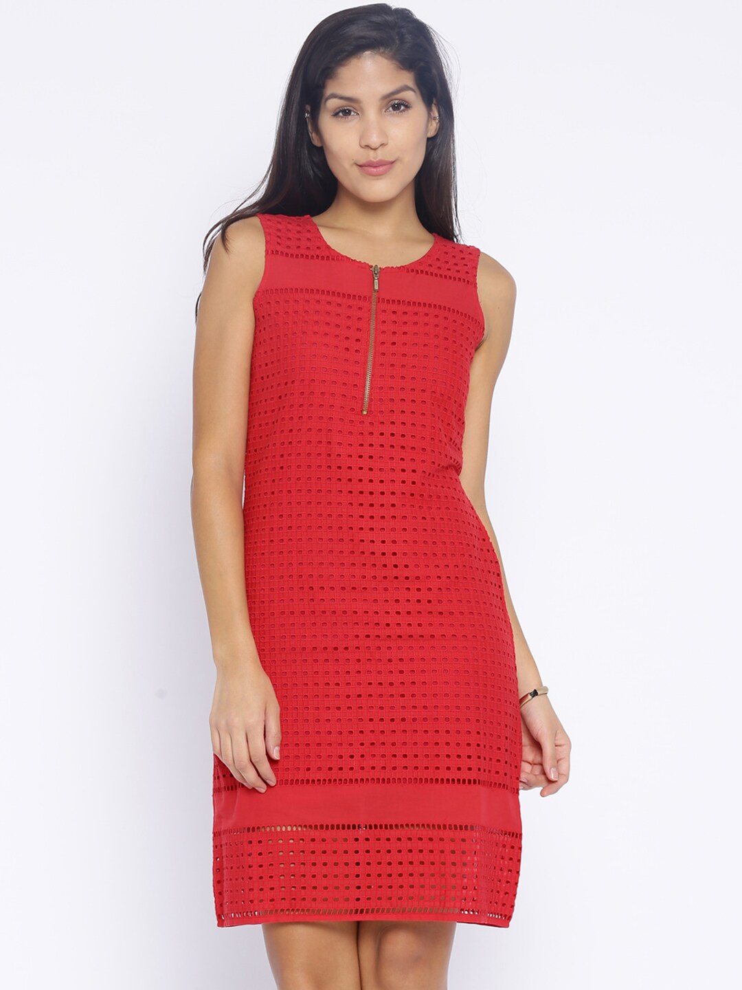 AND By Anita Dongre Red Crochet A-line Dress