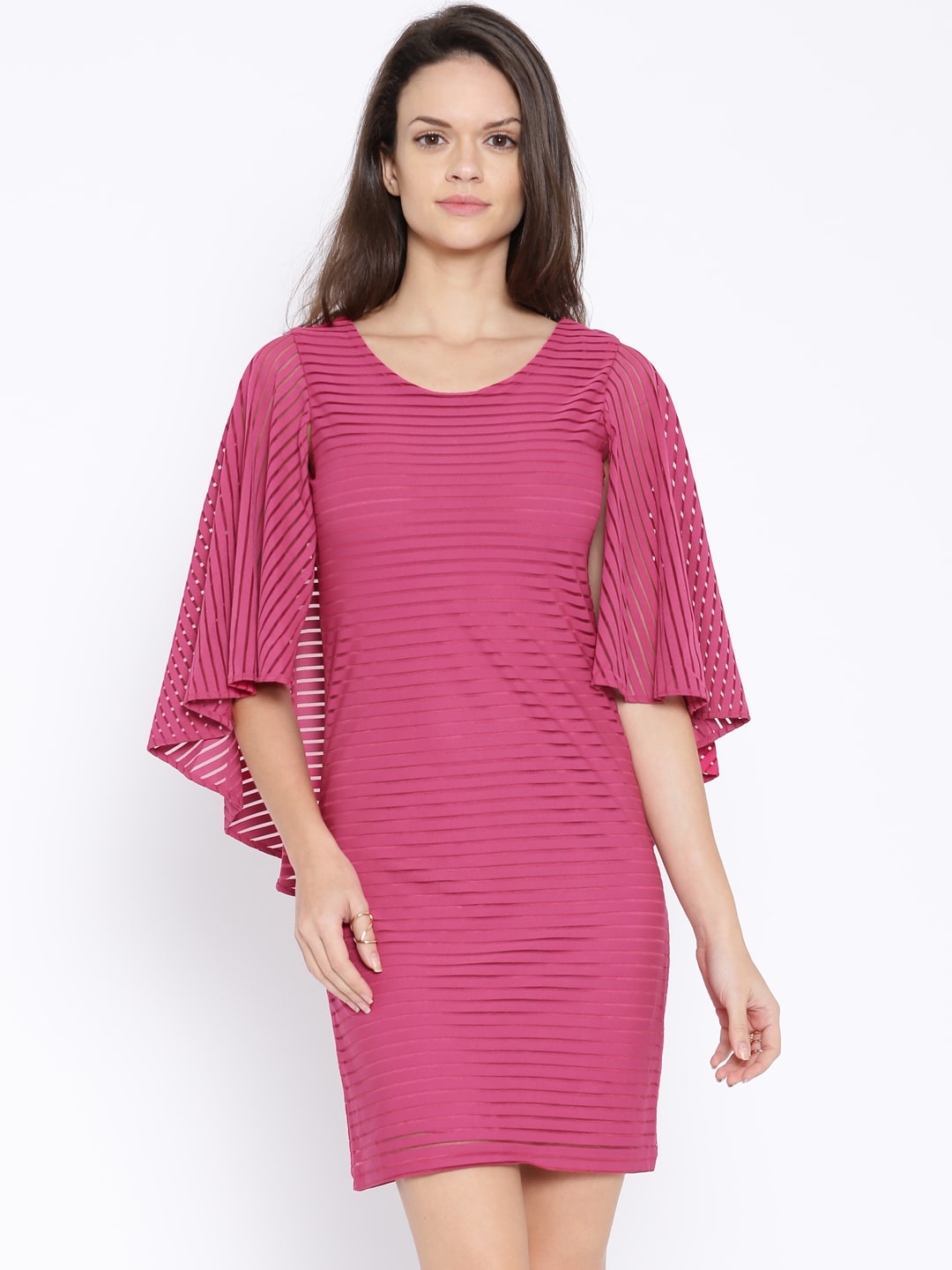 AND by Anita Dongre Pink Striped A-Line Dress