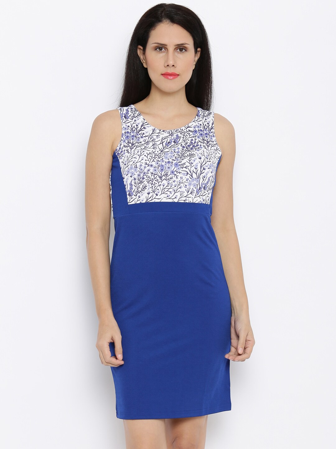 AND Women Blue Printed Sheath Dress