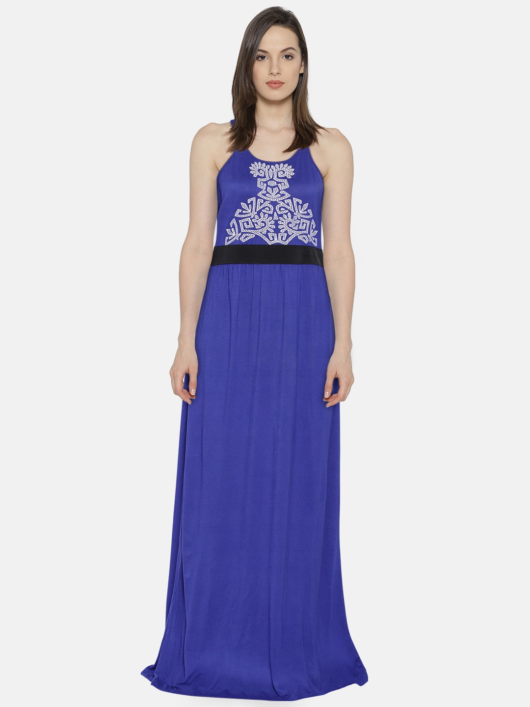 AND Women Blue Embroidered Maxi Dress