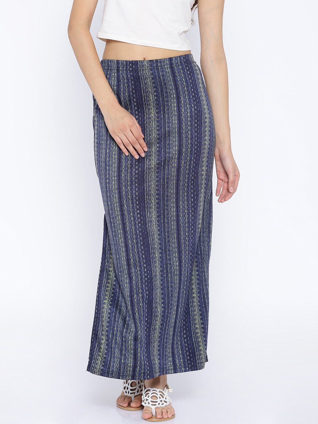 AND Blue Printed Maxi Skirt