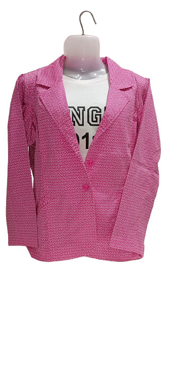 Pink Printed Fitted Blazer