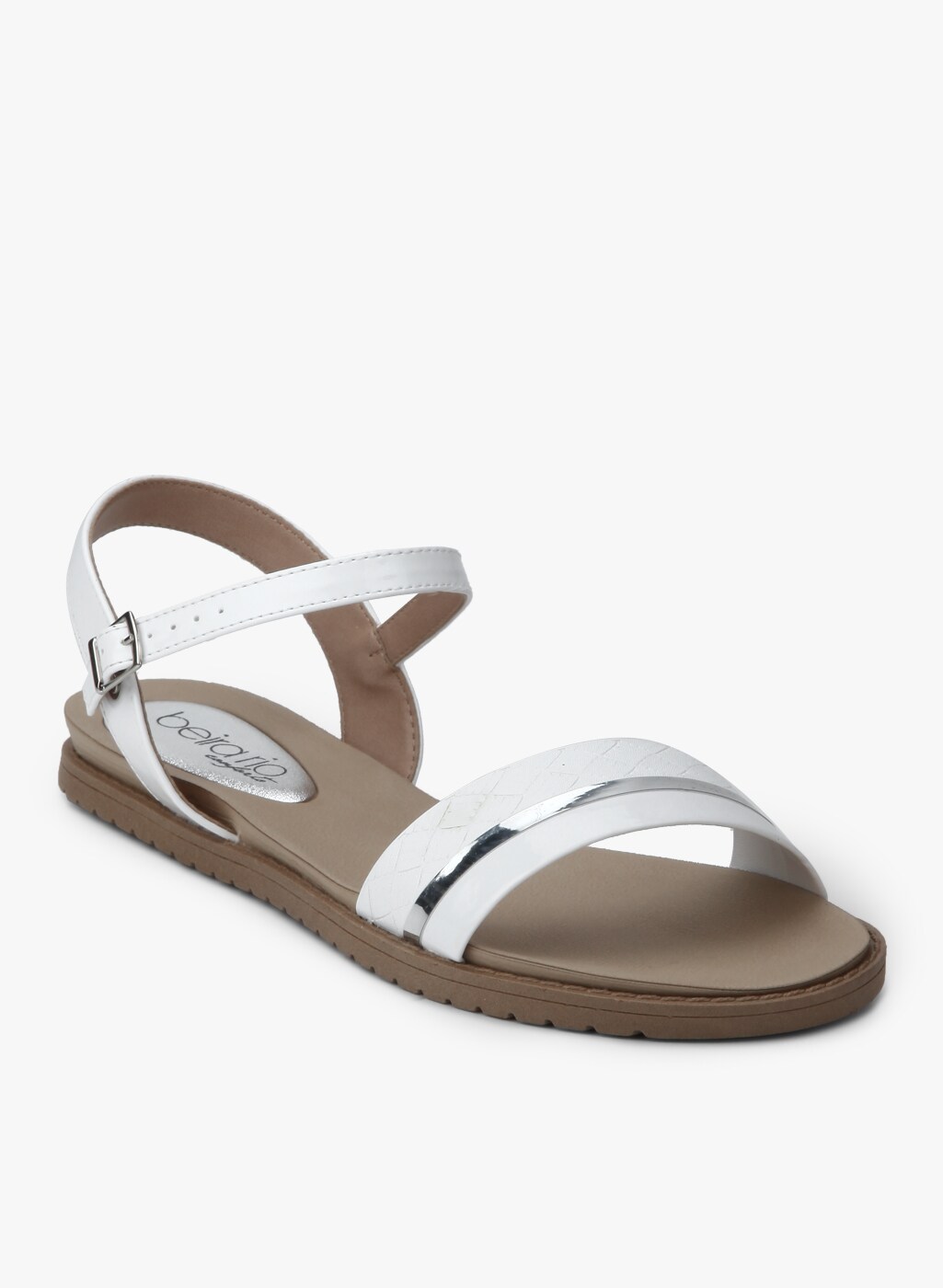 Beira Rio White Solid Open Toe Flats