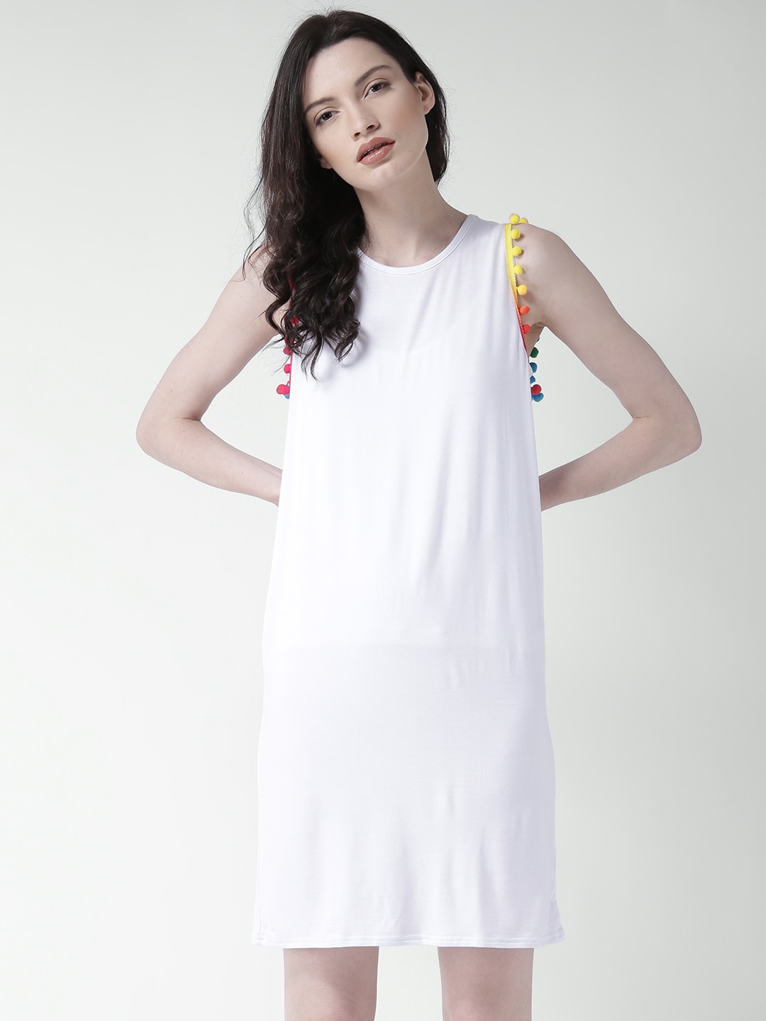 Boohoo Women White Solid A-Line Dress