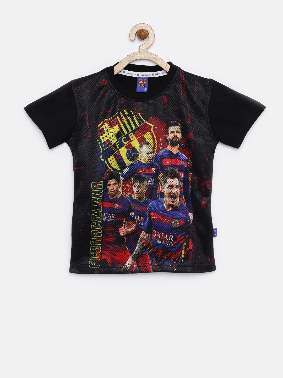 FC Barcelona Boys Black Printed T-shirt