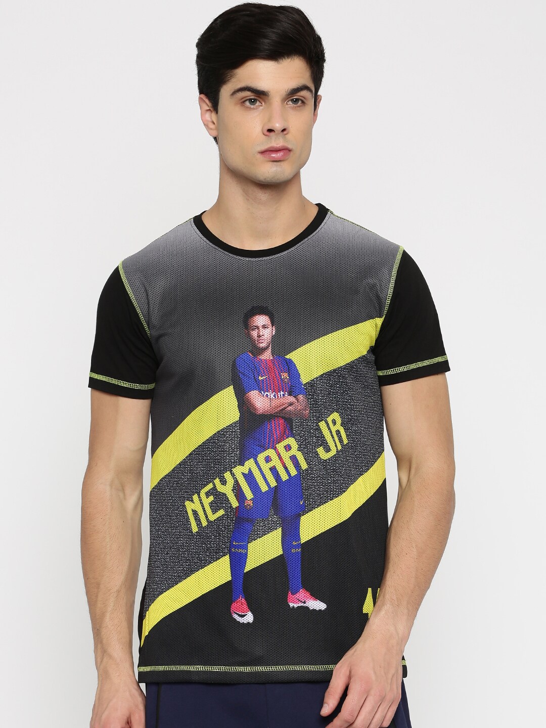 FC Barcelona Men Black Printed Round Neck T-shirt