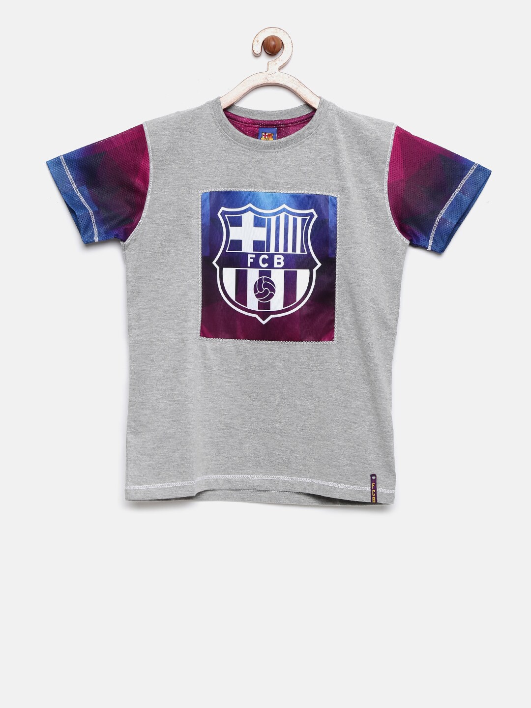 FC Barcelona Boys Grey Printed Round Neck T-shirt