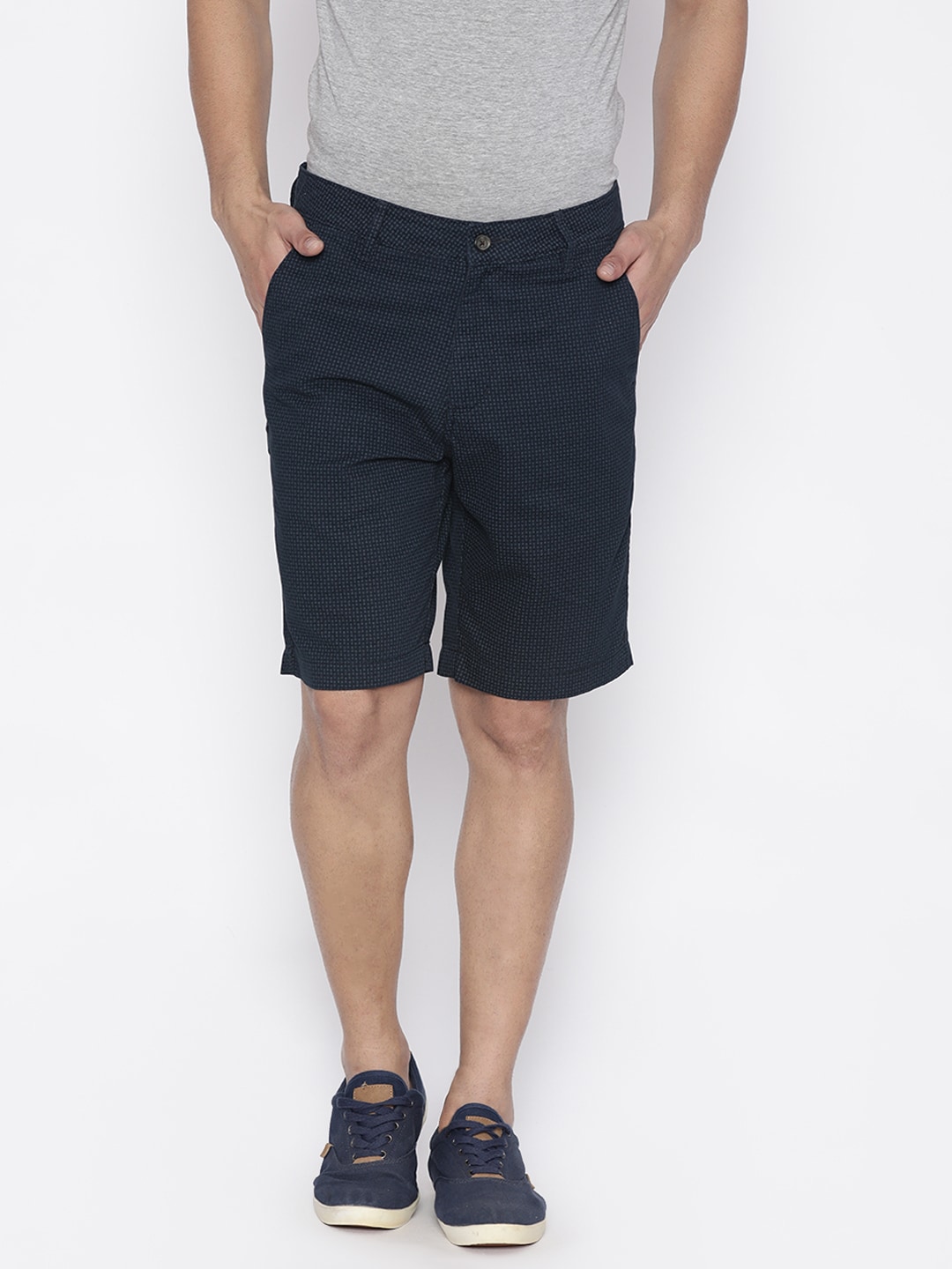 CODE by Lifestyle Men Navy Blue Printed Regular Fit Shorts