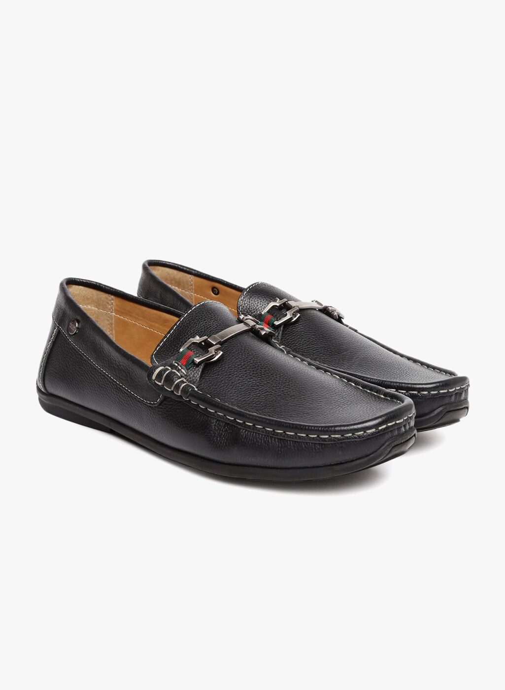 Black Textured Loafers