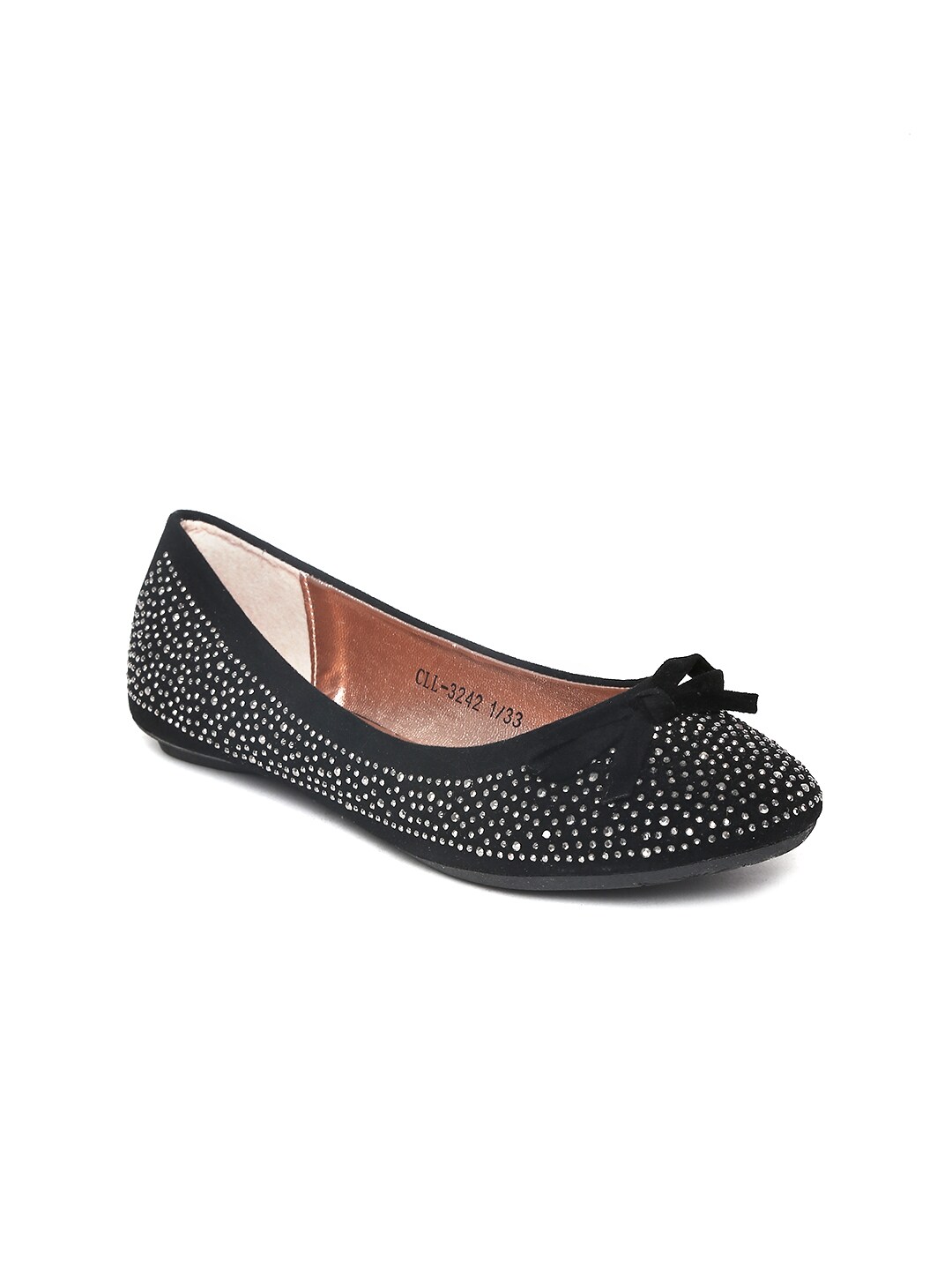 Carlton London Girls Black Embellished Ballerinas