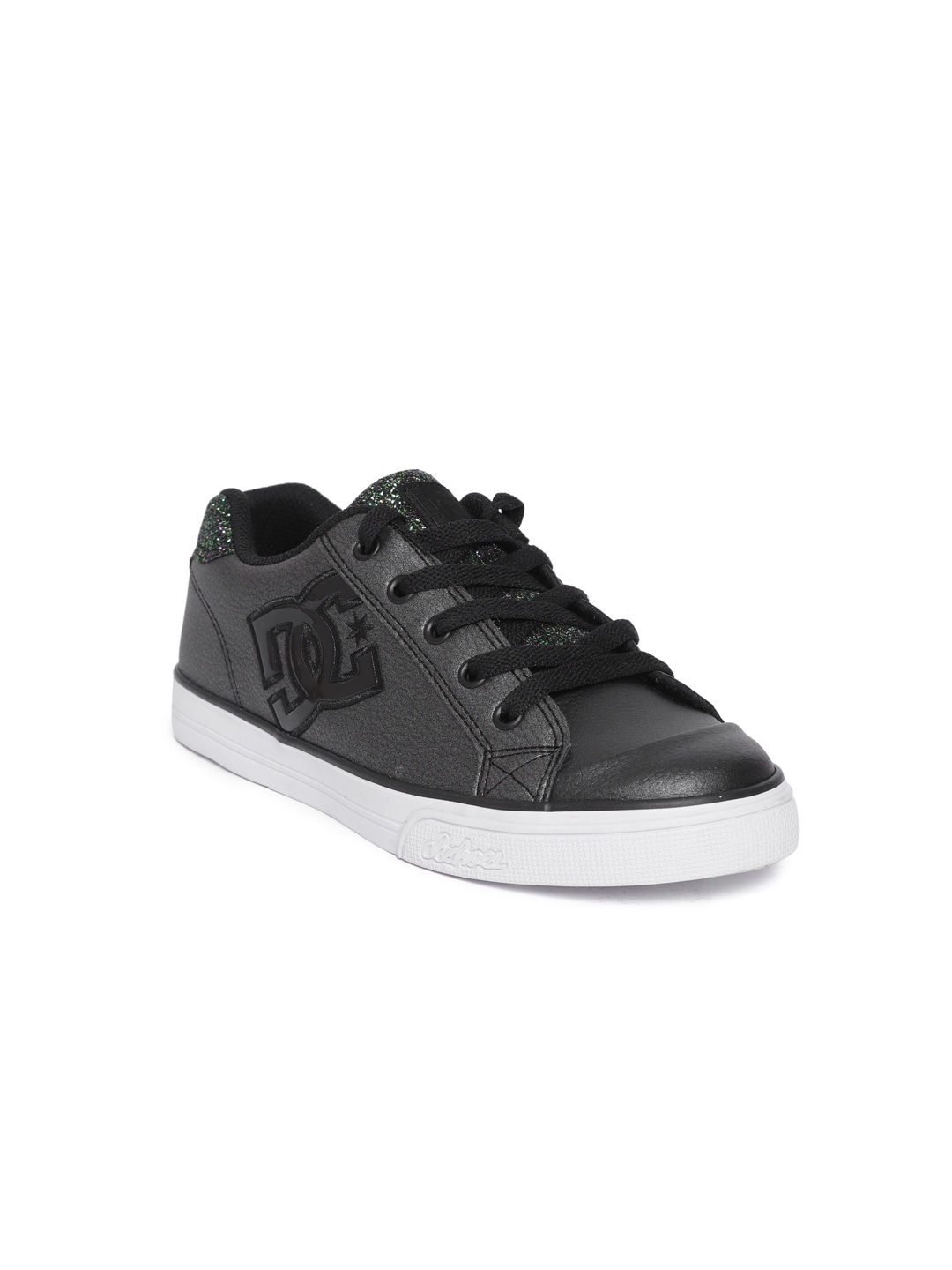 DC Girls Black Leather Sneakers